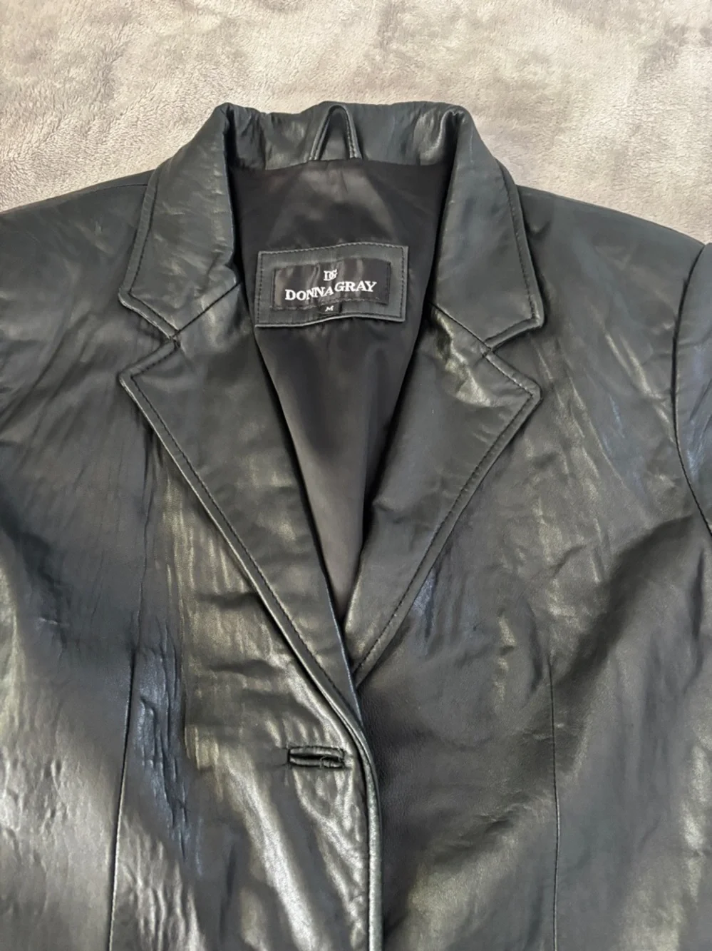 Donna Gray 90’s Black Leather Y2K Classic  Women’s Jacket Size M - Picture 12 of 12